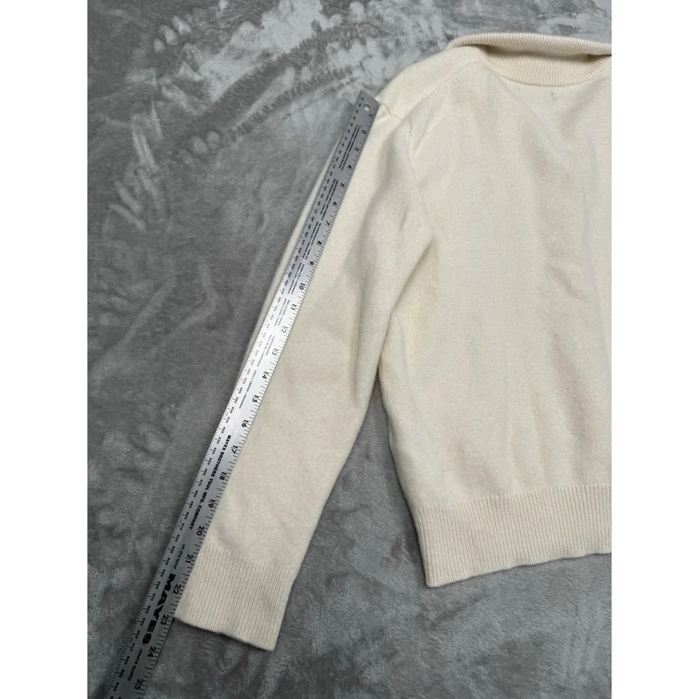 Polo Ralph Lauren 1/4 Zip Pullover Mens XL Cream Ivory White 100% Wool Gray Pony